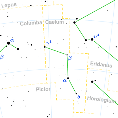 Caelum constellation map
