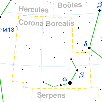 Corona Borealis constellation map