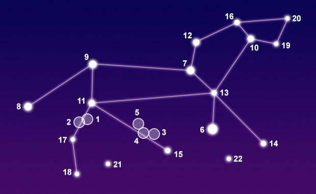 The constellation Leo showing common points of interest