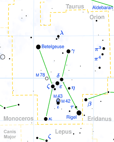 Orion constellation map