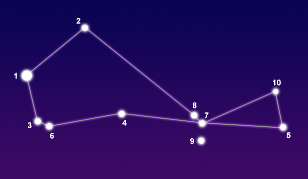 The constellation Piscis Austrinus showing common points of interest
