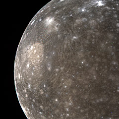 Voyager 1 close-up image of the moon Callisto