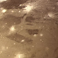 Voyager 1 close-up of Ganymede showing differences in terrain
