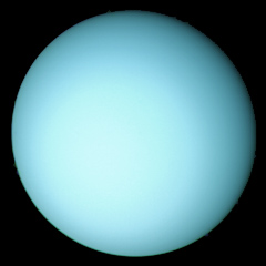 Voyager 2 image of the blue-green planet Uranus