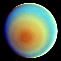 Voyager 2 false color image of Uranus' showing details