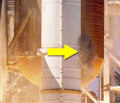 Image of Challenger Launch Showing Black Smoke Leak